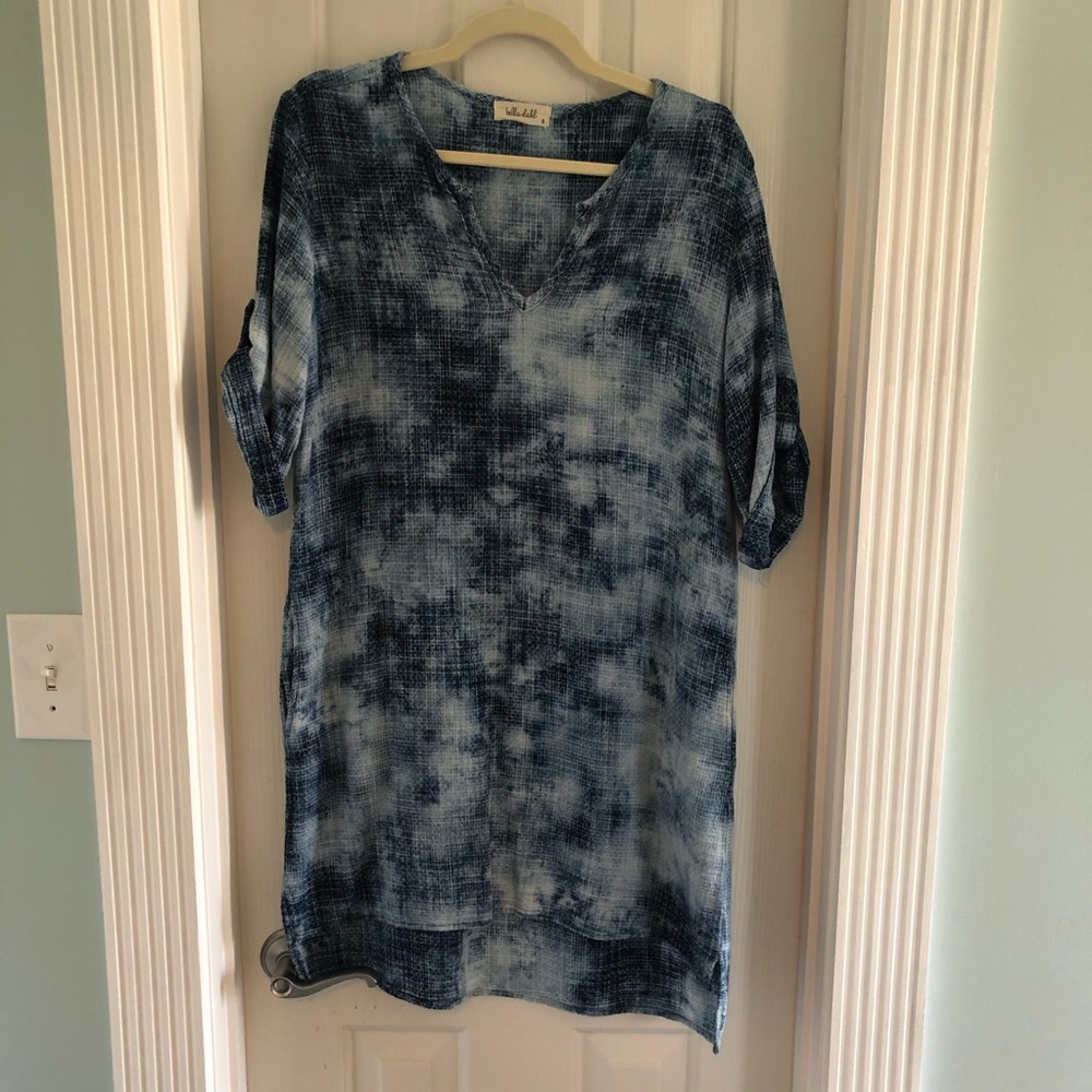 Bella Dahl Tie Dye Tunic Roll Sleeve Cover Up